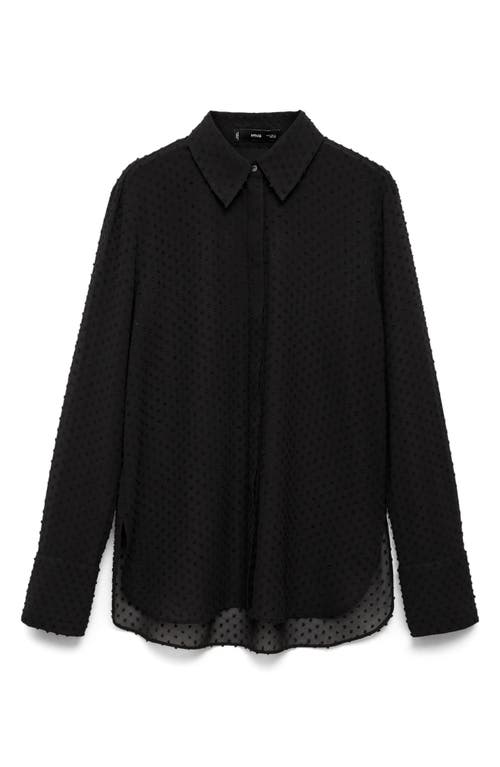 Mango Plumeti Clip Dot Button-up Shirt In Black