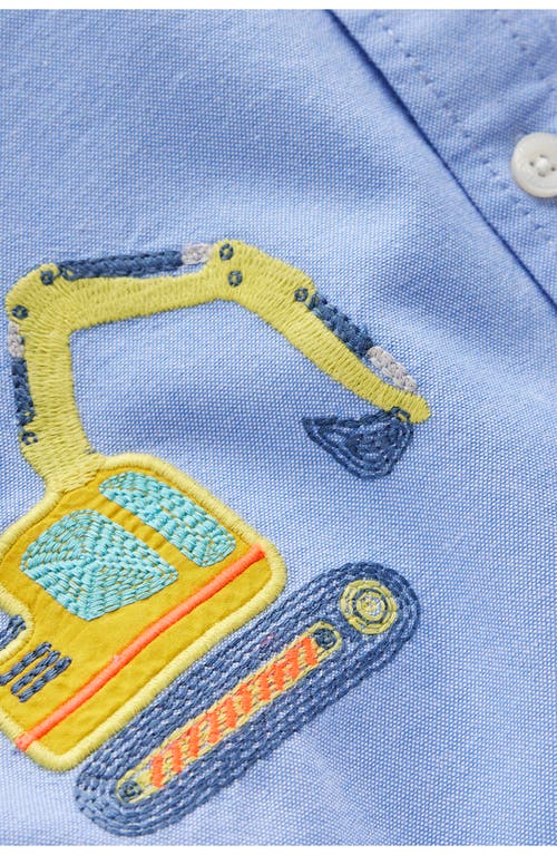 Mini Boden Kids' Vehicle Embroidered Cotton Graphic Button-down Shirt In Multi