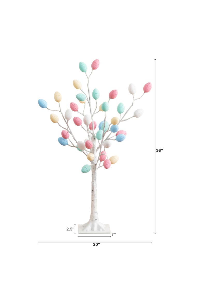 3-ft Pre-Lit Artificial Easter Twig Tree with 40 Egg Shaped LED Ornaments, Alternate, color, White