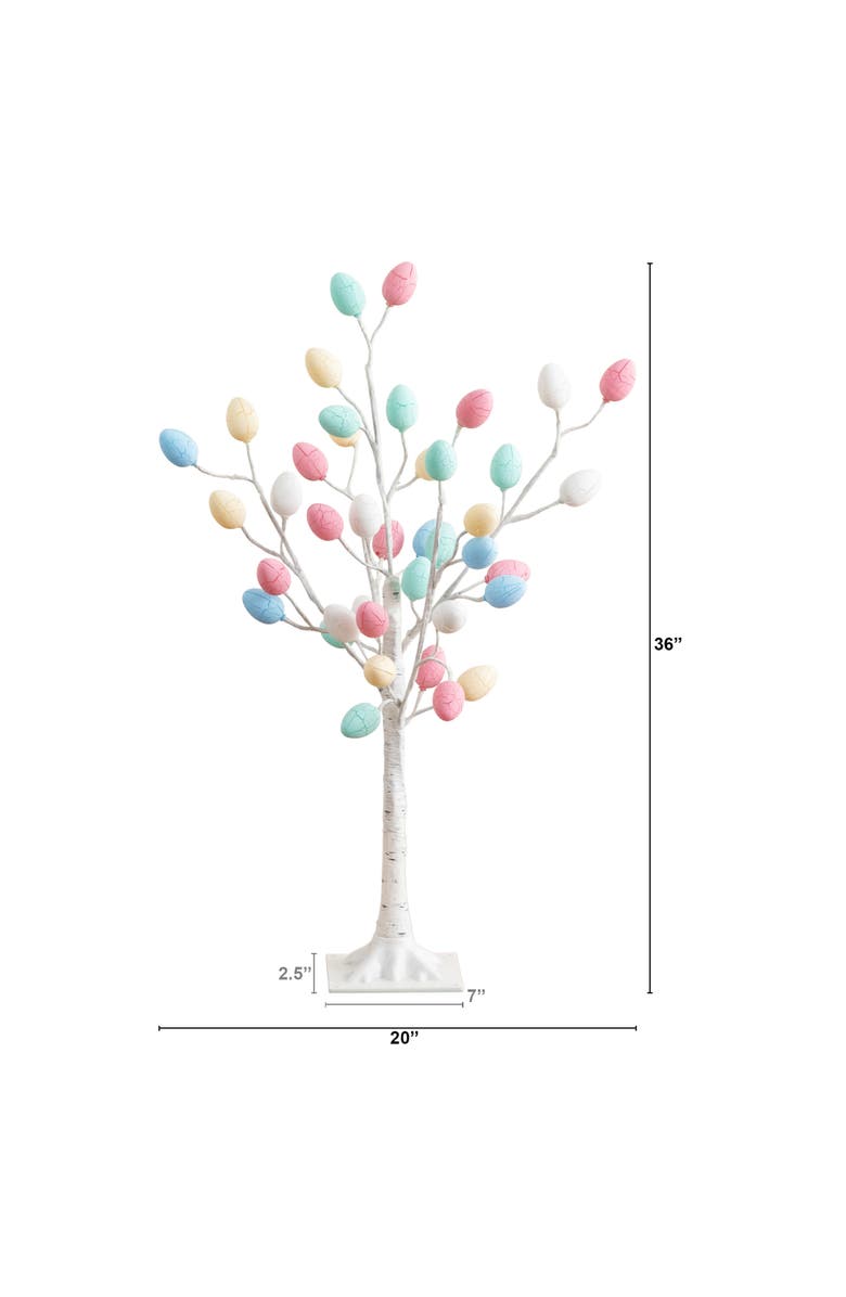 NEARLY NATURAL 3-ft Pre-Lit Artificial Easter Twig Tree with 40 Egg Shaped LED Ornaments, Alternate, color, White