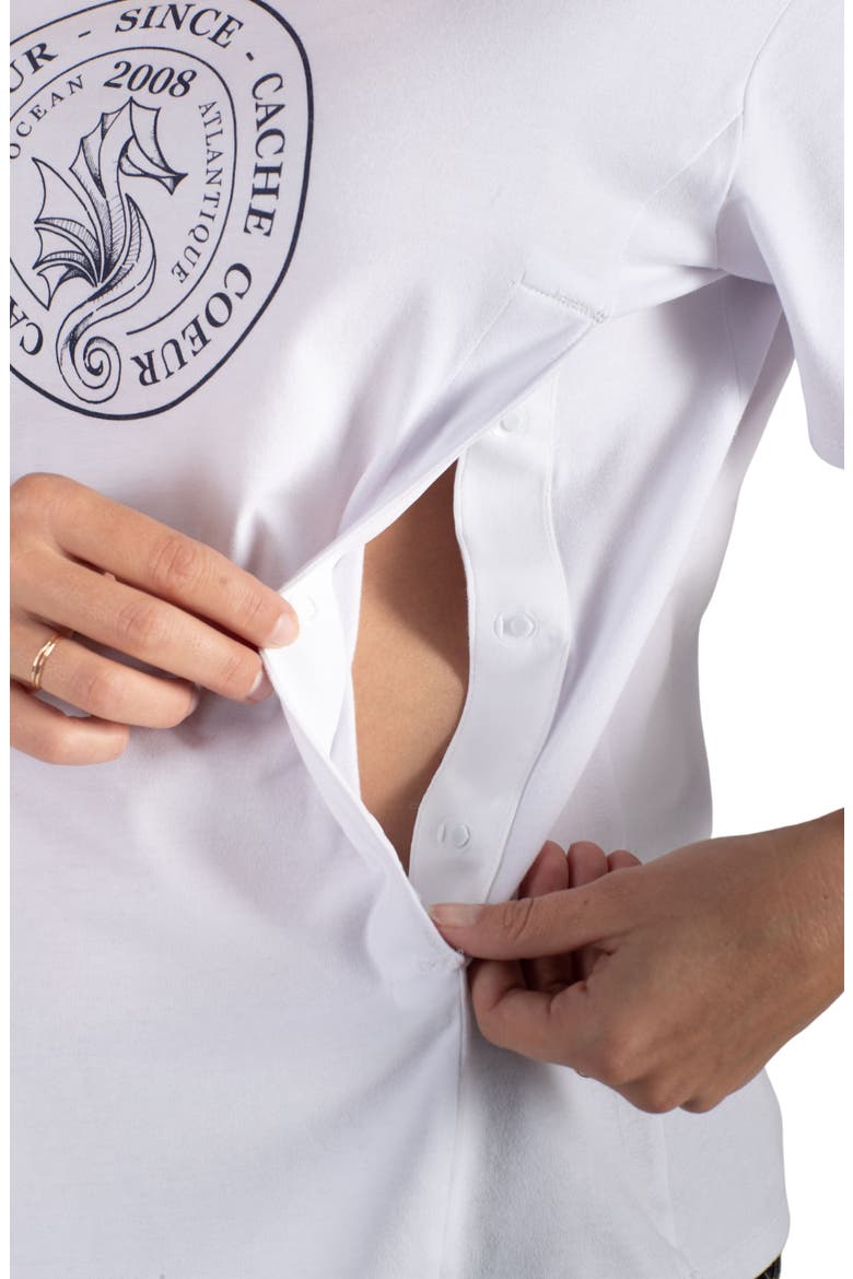 Maternity/Nursing Organic Cotton Graphic Tee, Alternate, color, WHITE