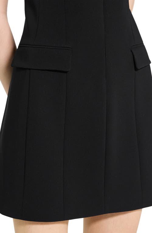 Theory Short Sleeve Front Zip Minidress In Black