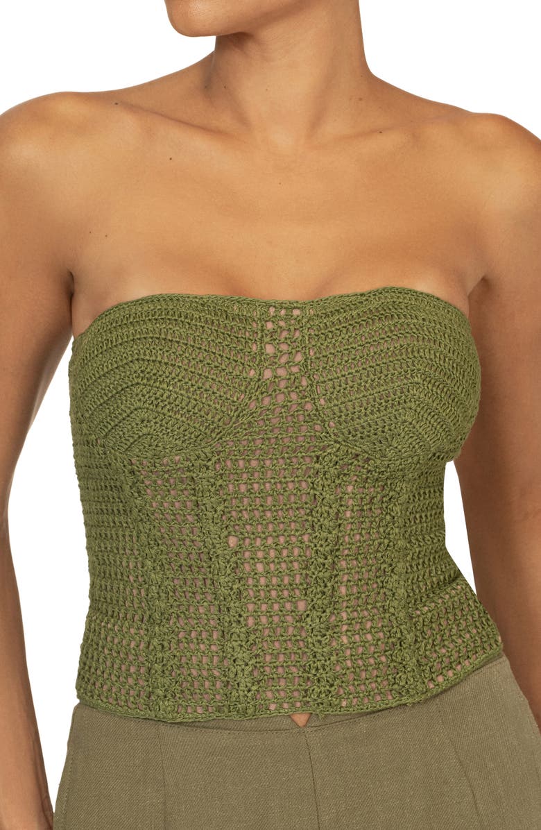 JLUXLABEL Want It All Open Stitch Strapless Bustier Top, Alternate, color, 