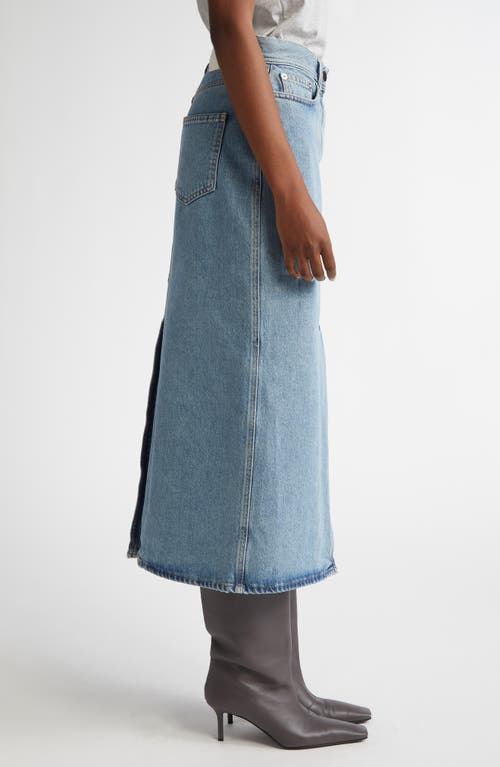 Loulou De Saison Rona Denim Maxi Skirt In Washed Light Blue