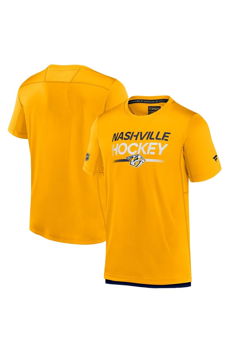 FANATICS Men's Fanatics  Gold Nashville Predators Authentic Pro Tech T-Shirt, Main, color, 