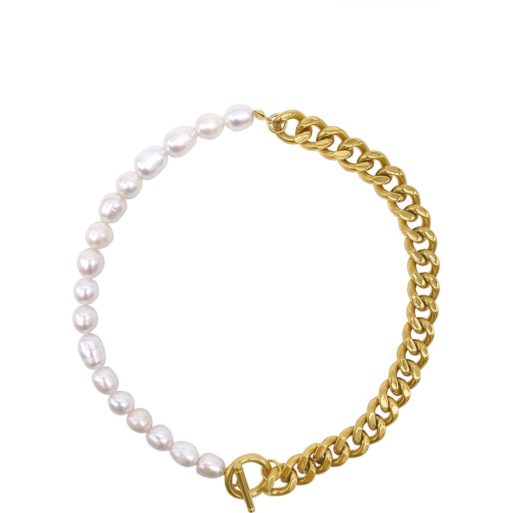 St. Moran Freshwater Pearl & Curb Chain Toggle Necklace In White/ Gold