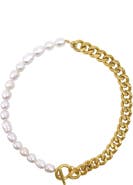 st. Moran Freshwater Pearl & Curb Chain Toggle Necklace