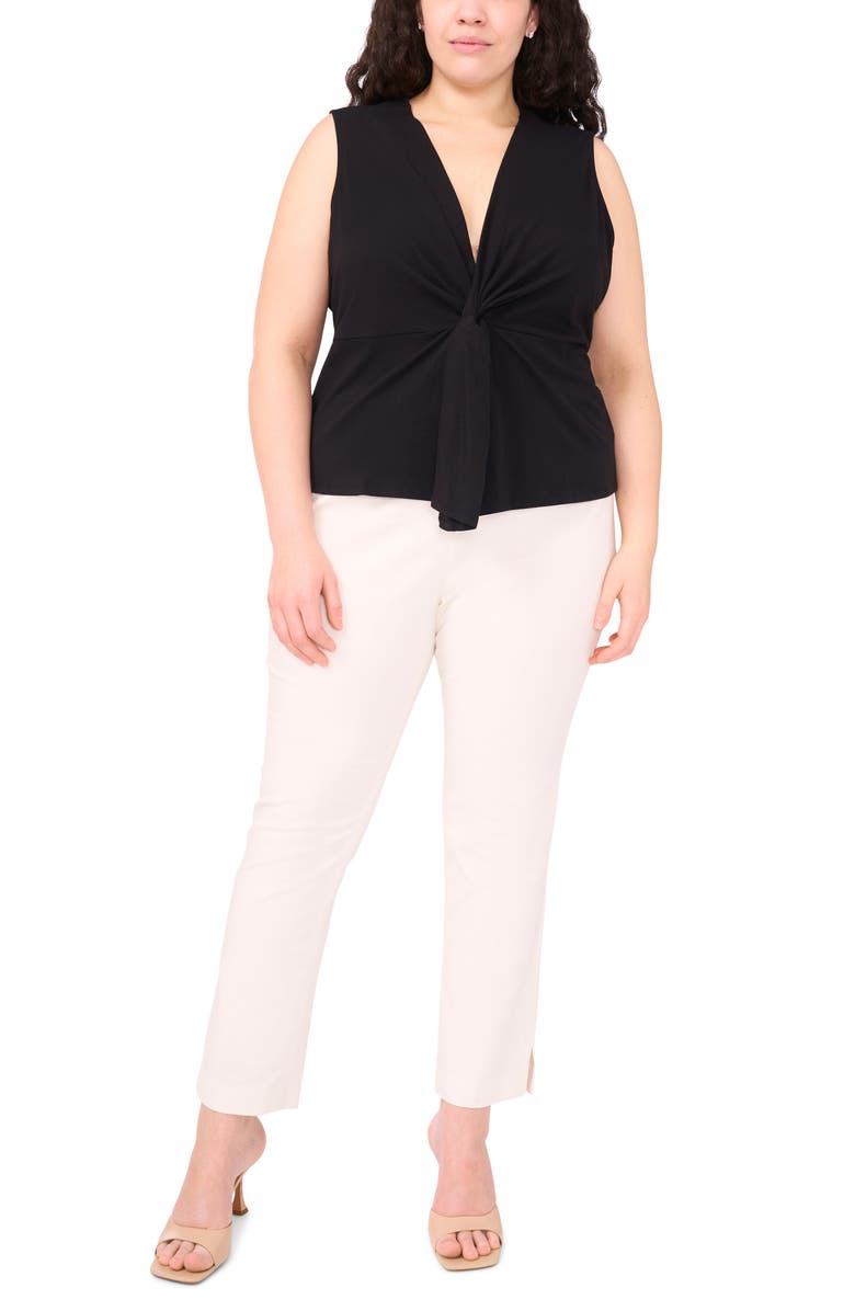 Halogen<sup>®</sup> Twist Front Sleeveless Cotton Knit Top, Alternate, color, Rich Black