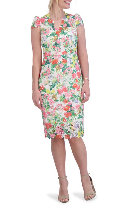 Floral Eyelet Sheath Dress