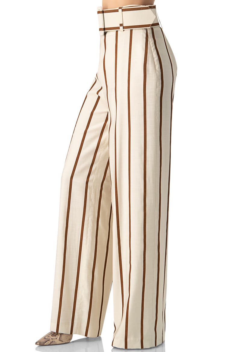 Striped Wide-Leg Pants, Alternate, color, Natural