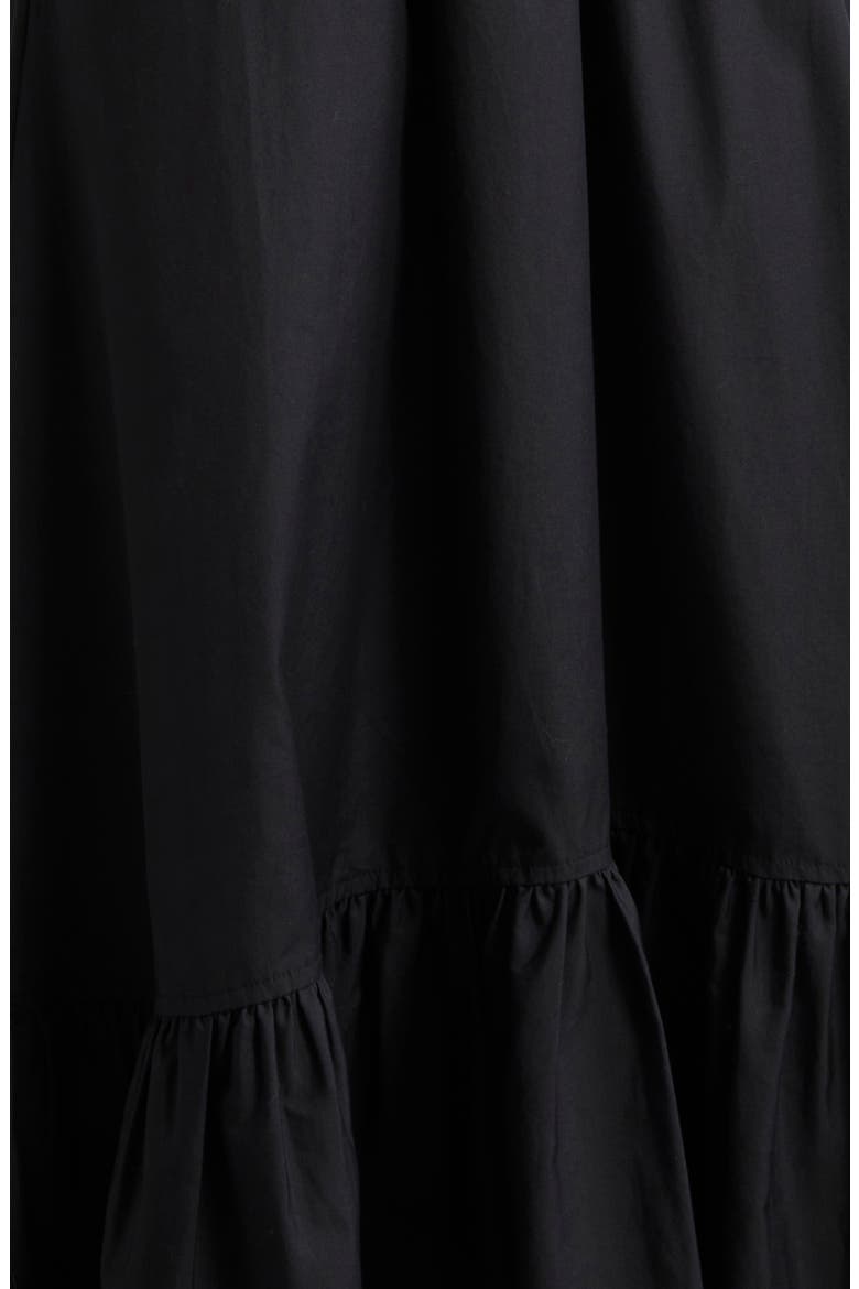 Lilah Ruched Ruffle Hem Maxi Dress, Alternate, color, BLACK