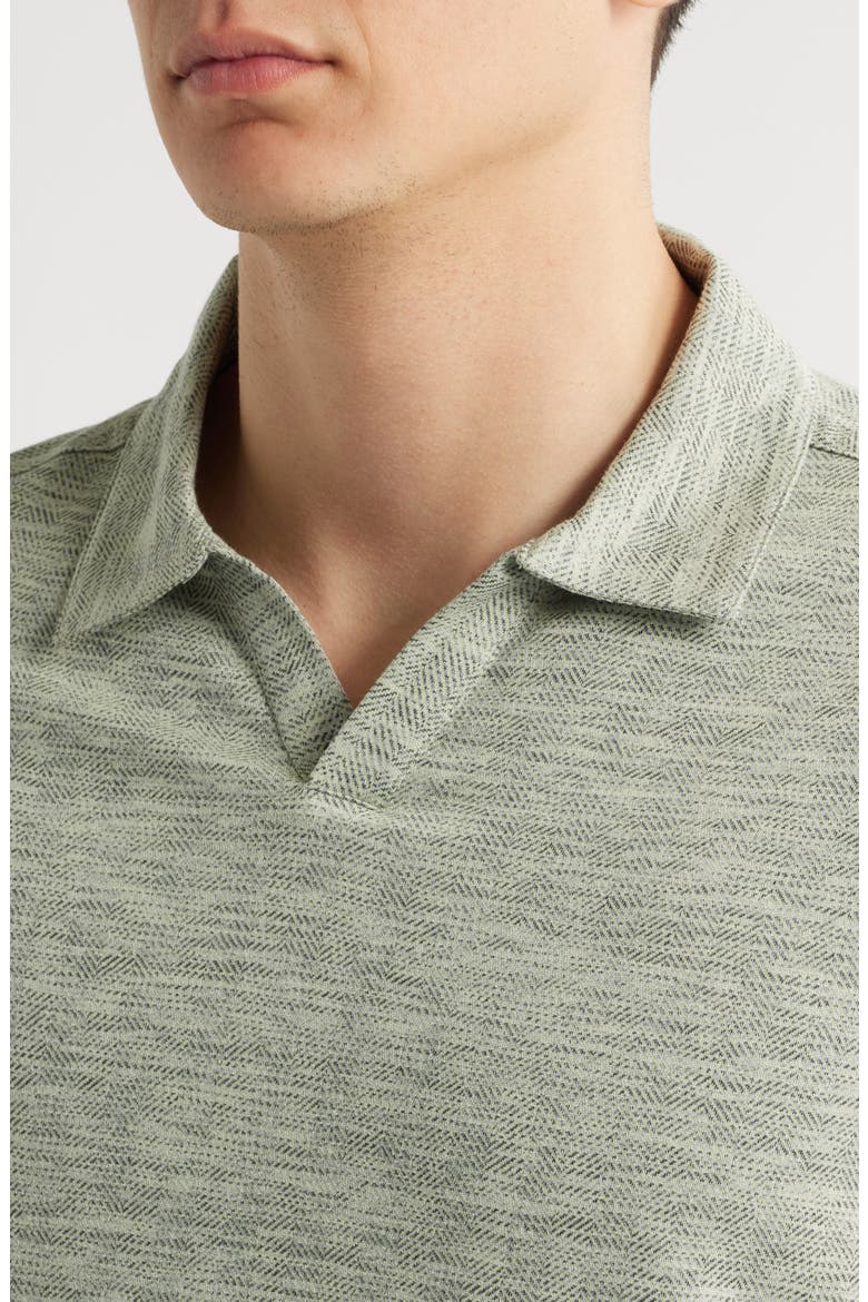 Martel Slim Fit Herringbone Jacquard Johnny Collar Polo, Alternate, color, PASTEL OLIVE