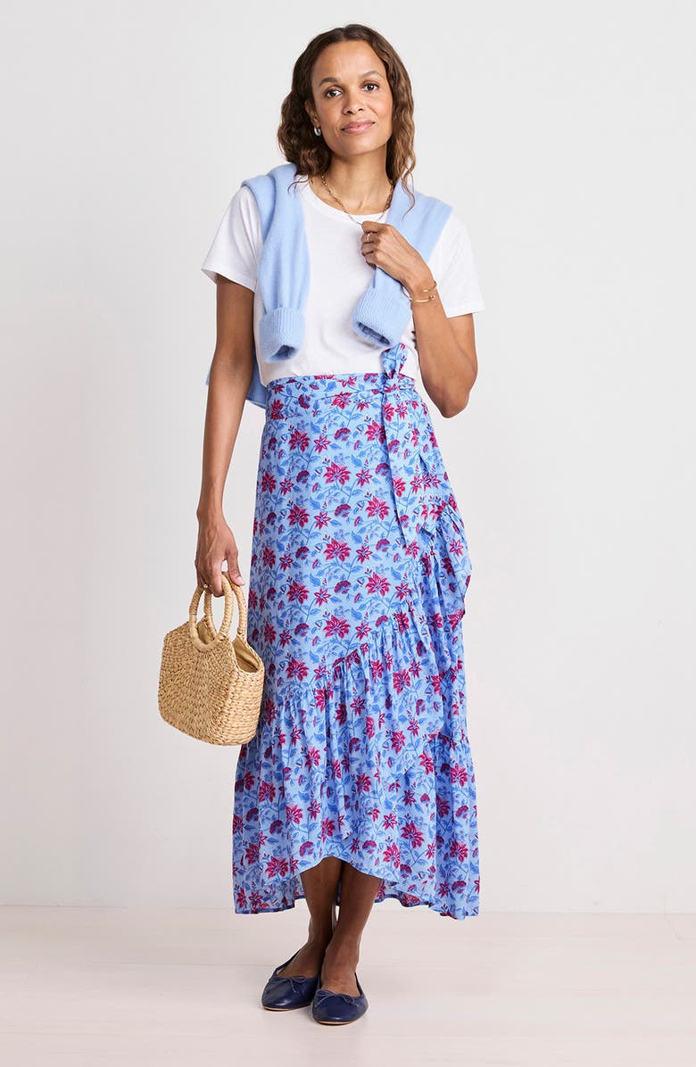 vineyard vines Katama Faux Wrap Maxi Skirt, Alternate, color, Floral Serenity Blue