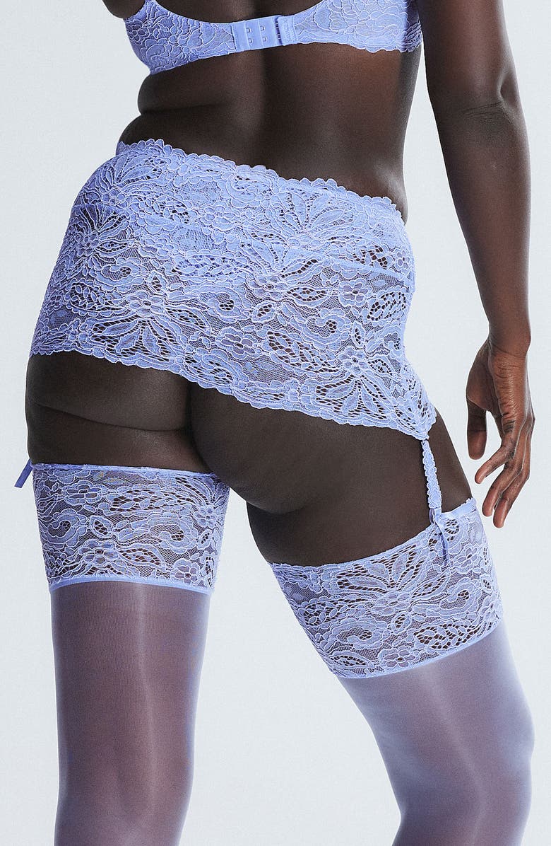 SAVAGE X FENTY Romantic Corded Lace Garter Skirt, Alternate, color, Purple Prism