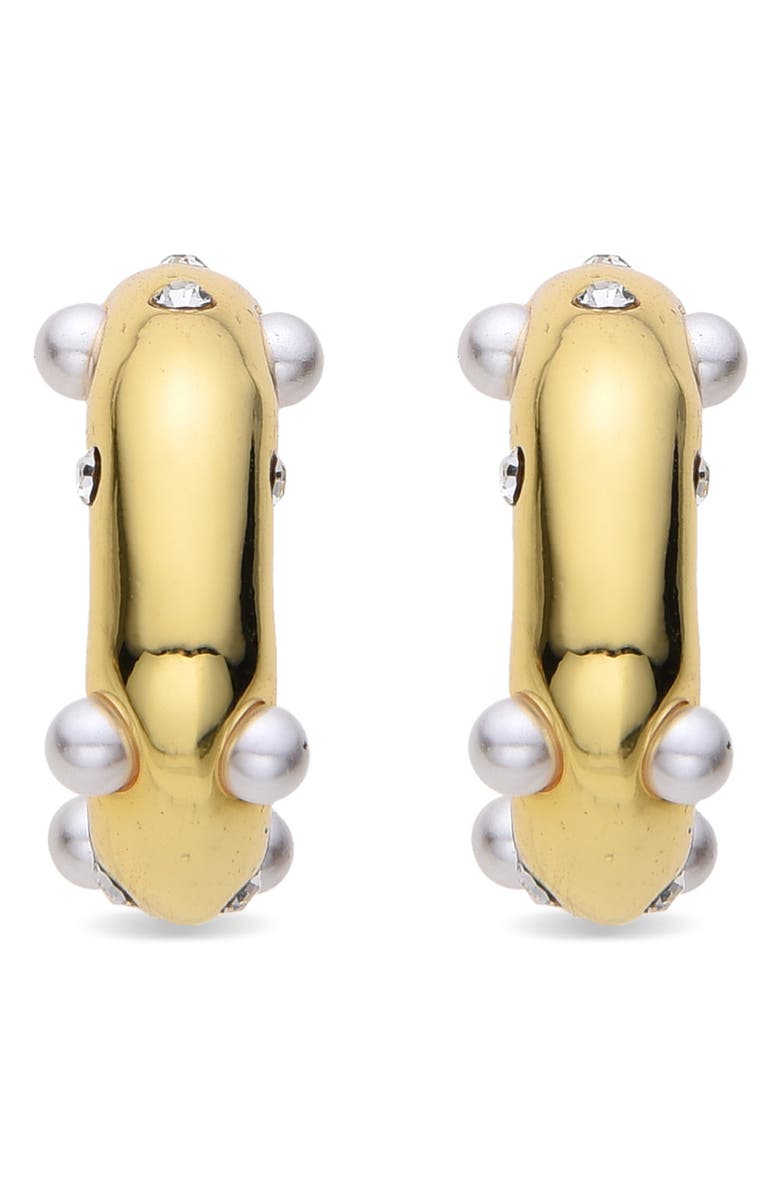 EYE CANDY LOS ANGELES Lila Faux Pearl Hoop Earrings, Alternate, color, Gold