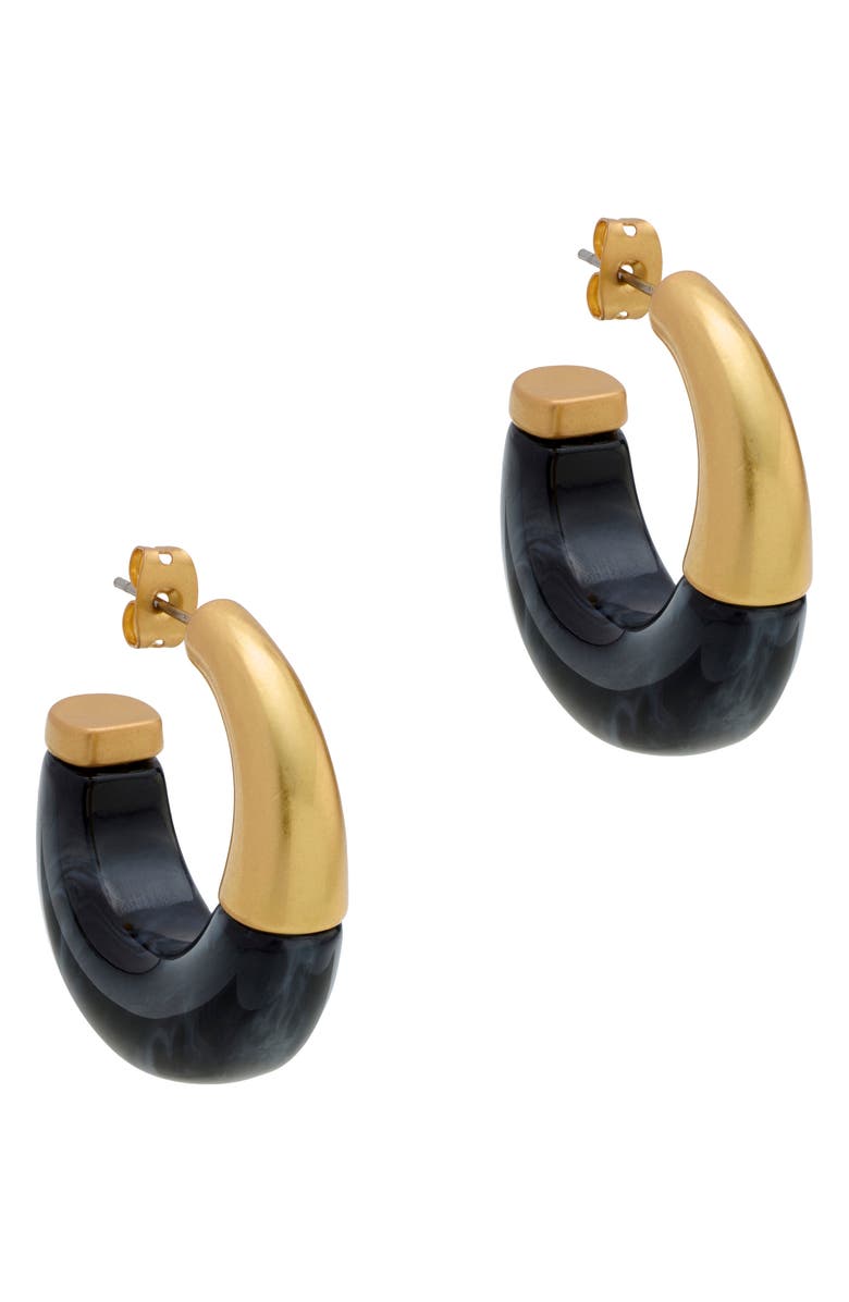 Reiss Samira Scoop Hoop Earrings, Alternate, color, Gold Tone / Black Marble