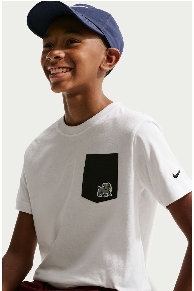 Kids' Sportswear Pocket T-Shirt, Alternate, color, WHITE/ BLACK