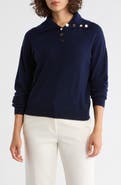 Bruno Magli Half Button Placket Wool & Cashmere Blend Sweater
