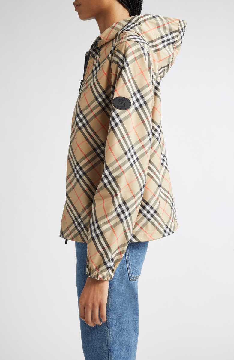 Burberry Check Hooded Jacket, Alternate, color, Sand Ip Check
