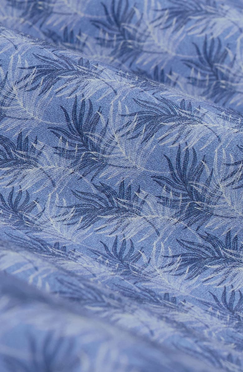 Bugatchi Miles OoohCotton<sup>®</sup> Leaf Print Short Sleeve Button-Up Shirt, Alternate, color, Cobalt