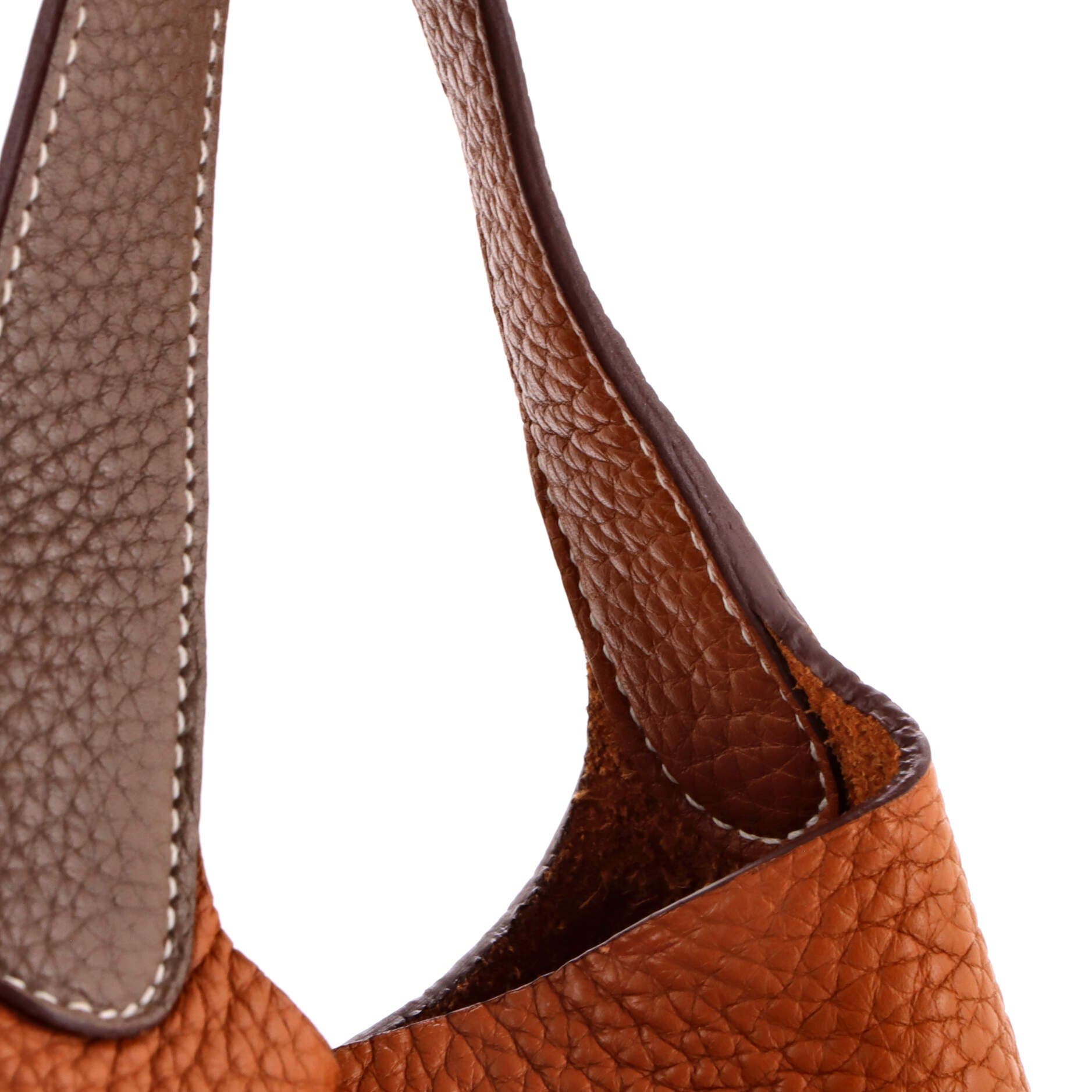 Pre-Owned Hermes Picotin Lock Bag Bicolor Clemence MM, Alternate, color, Bicolor - Etoupe/Gold