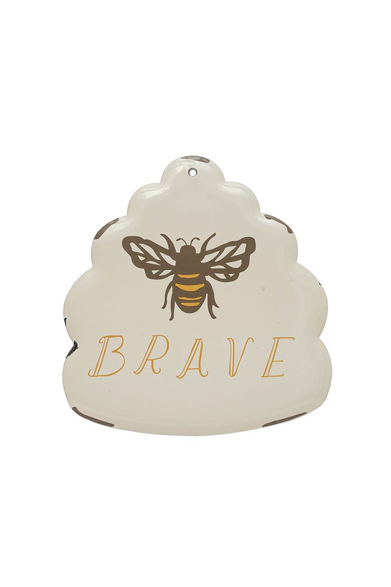 Enameled Metal Wall Décor with Bee "Brave", Main, color, Multicolor