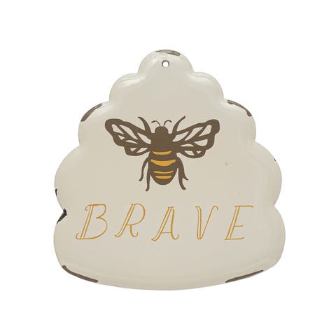 Enameled Metal Wall Décor with Bee "Brave"