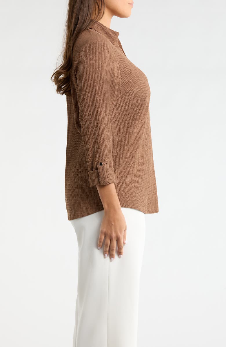 AK ANNE KLEIN Roll Sleeve Texture Top, Alternate, color, Mushroom