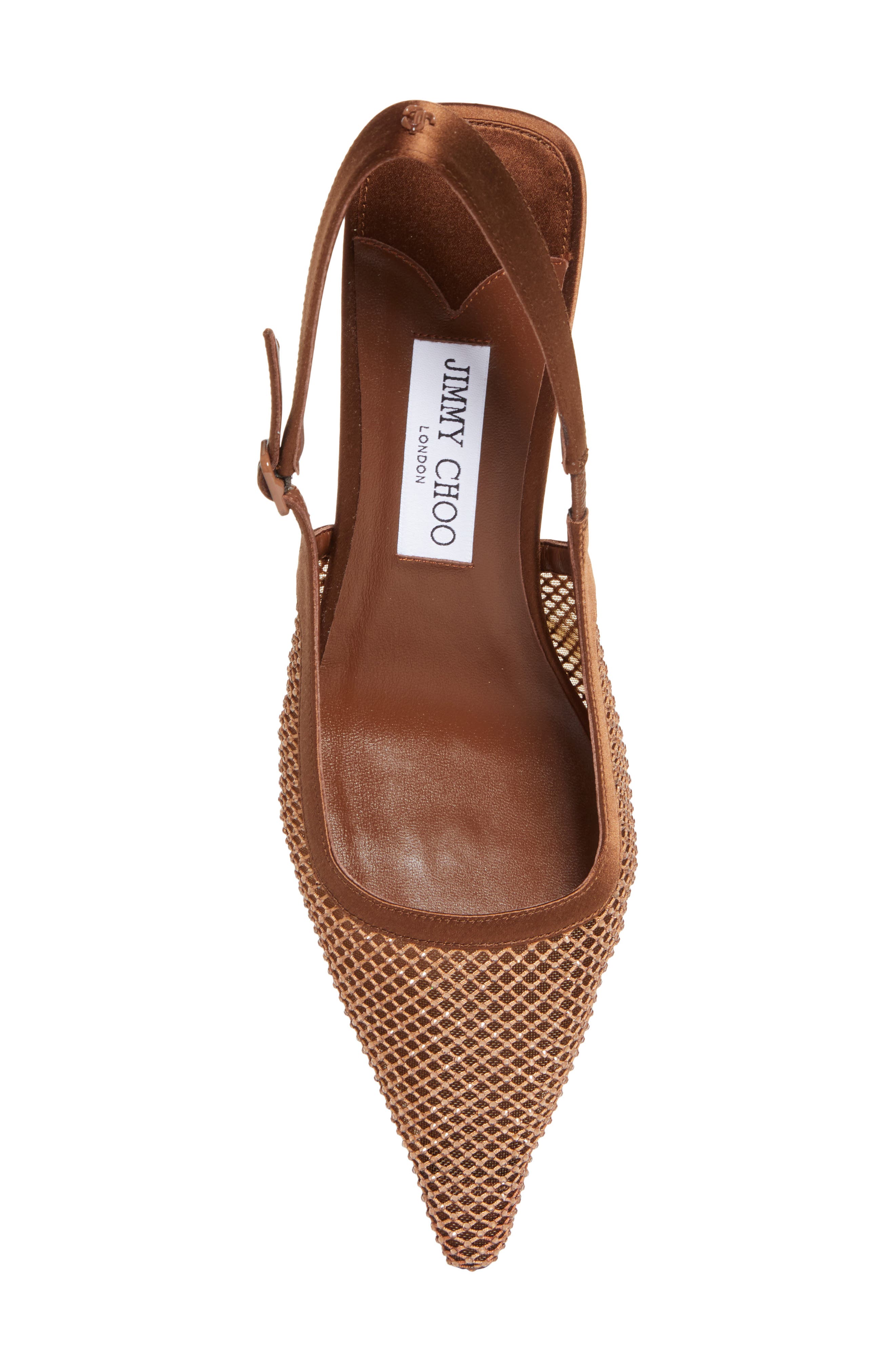 Jimmy Choo Amel Crystal Mesh Kitten Heel Slingback Pump, Alternate, color, Bronze/ Bronze