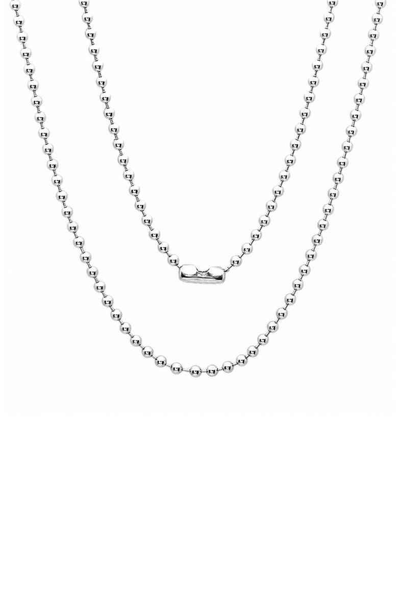 Men's Beaded Necklace, Main, color, SILVER