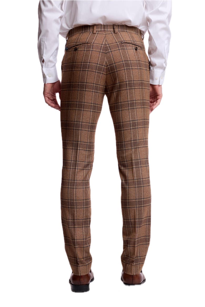 Downing Slim Fit Plaid Dress Pants, Alternate, color, BROWN TAN PLAID