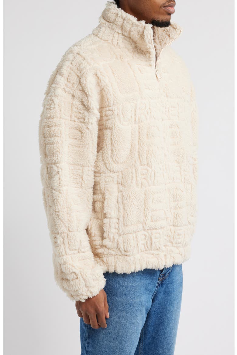 Wordmark Repeat High Pile Fleece Jacket, Alternate, color, ECRU