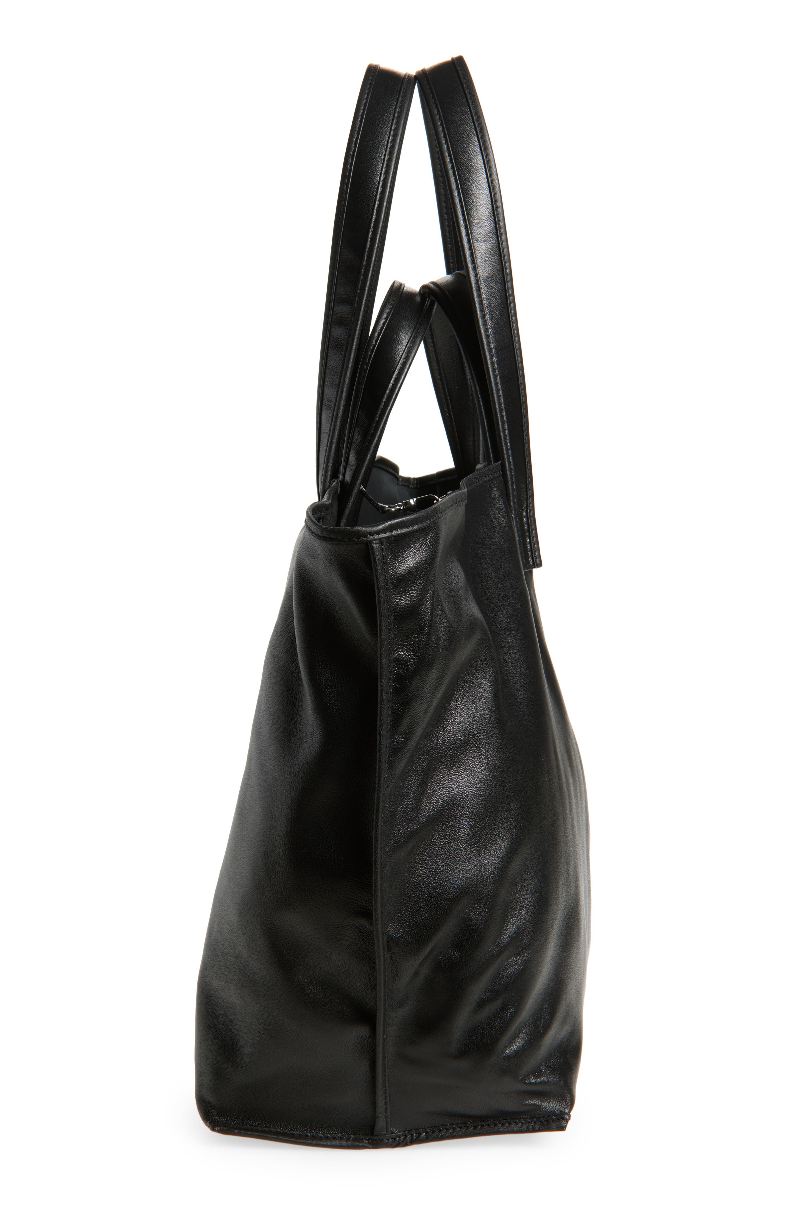 KASSL Leather Tote, Alternate, color, Black/ Oil Black