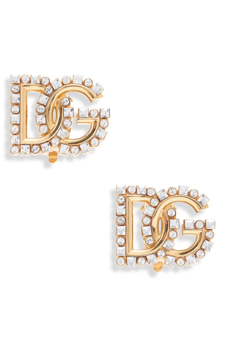 Dolce&Gabbana DG Logo Crystal Embellished Stud Earrings, Main, color, 