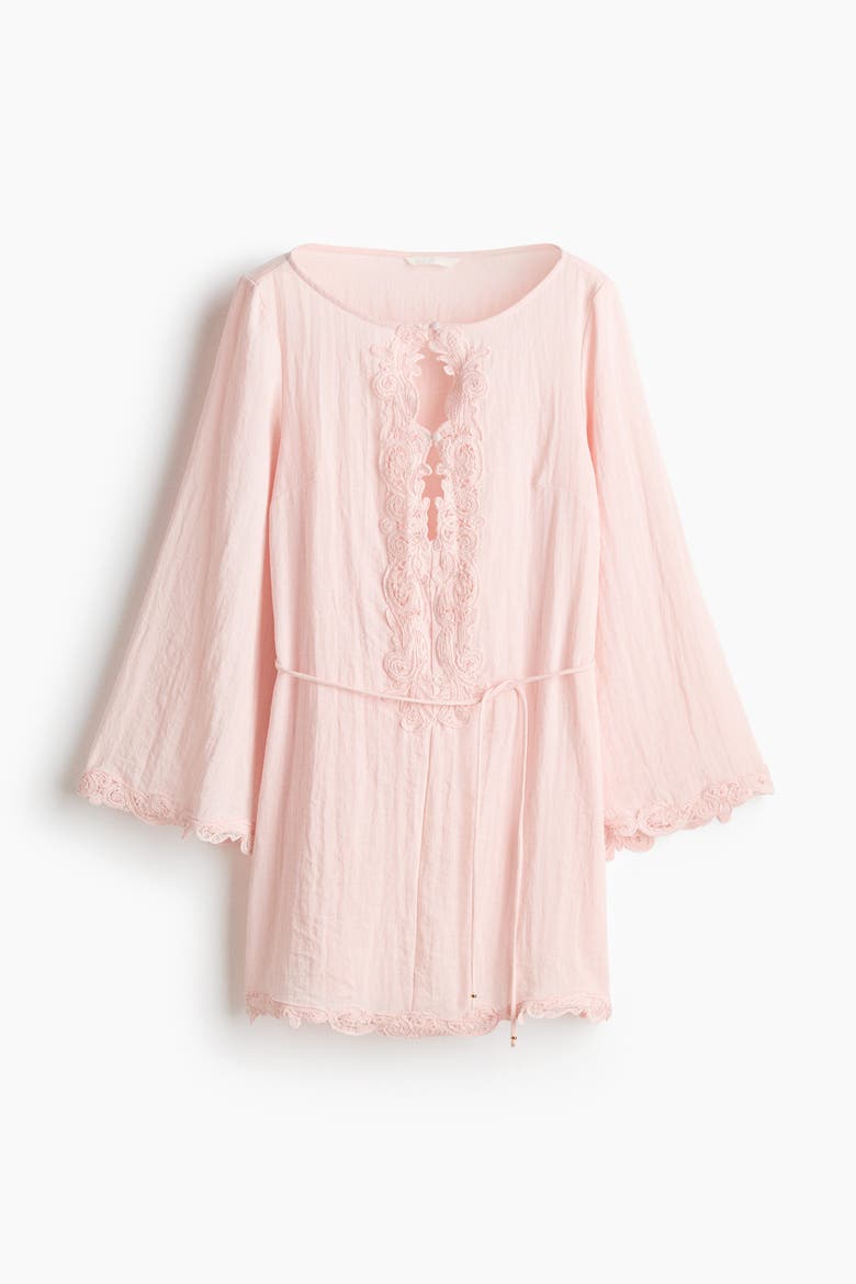 Lace-trimmed Dress, Alternate, color, Powder pink