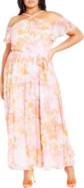 City Chic Vera Cold Shoulder Maxi Dress