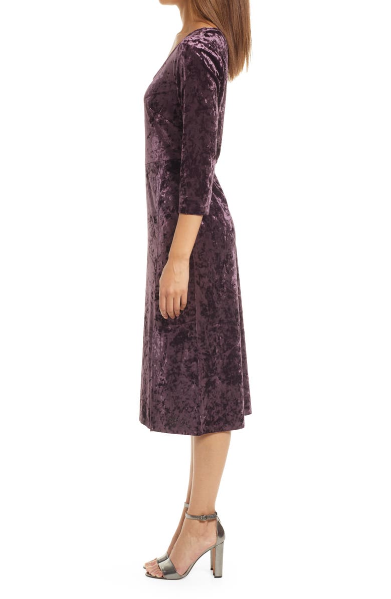 Connected Apparel Long Sleeve Velvet Midi Dress, Alternate, color, 