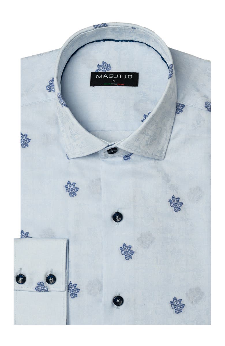 MASUTTO Aspen Floral Jacquard Button-Up Shirt, Main, color, Light Blue