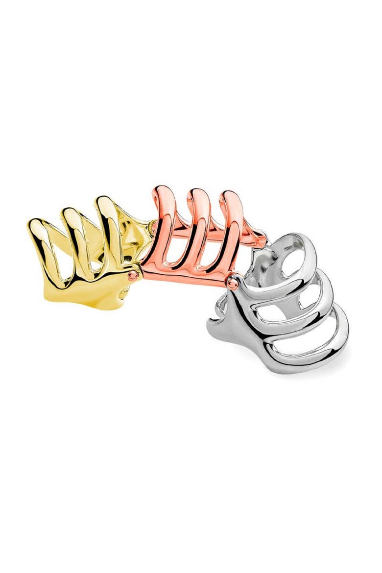 Tri Tone Waterfall Armour Ring, Main, color, Multi Color