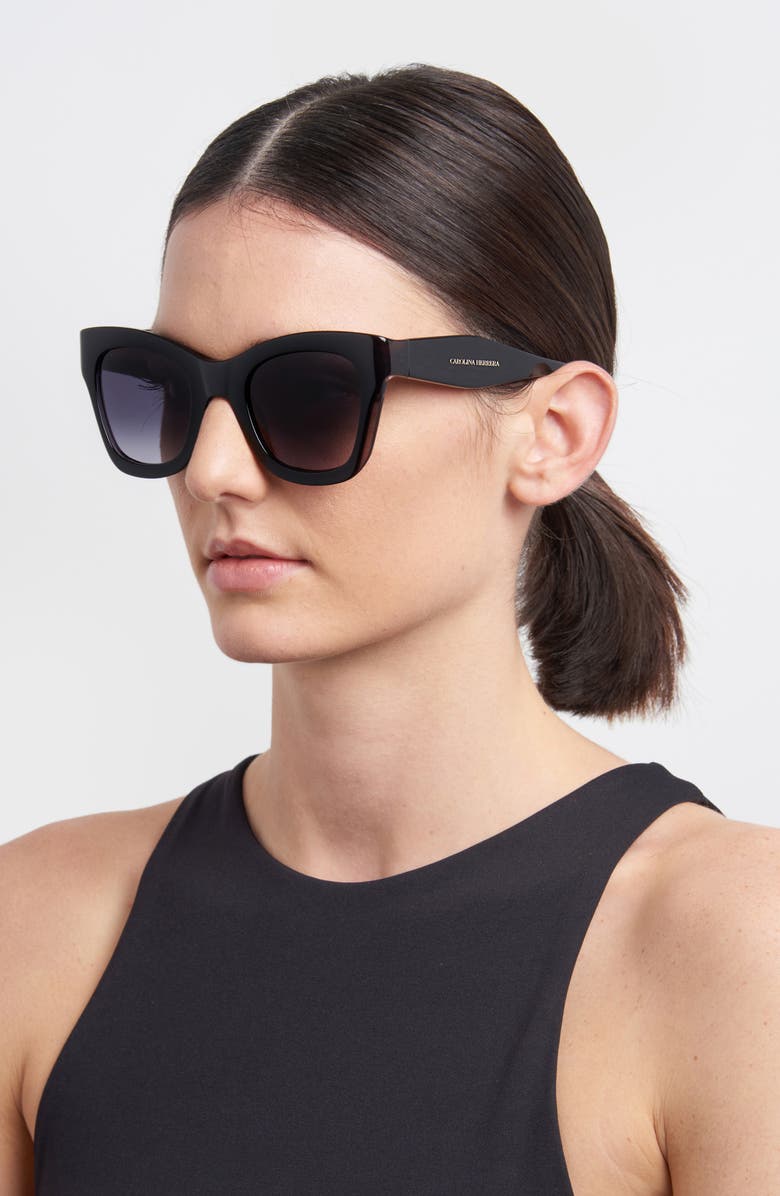 Carolina Herrera 50mm Cat Eye Sunglasses, Alternate, color, Black Grey