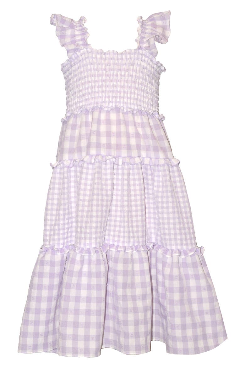 Kids' Smocked Gingham Dress, Main, color, LAVENDER