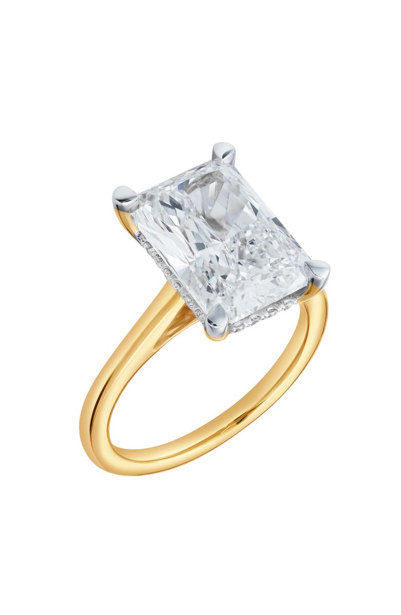 LuvMyJewelry Aelo 14K Gold Radiant Cut Lab Grown Diamond Hidden Halo Engagement Ring - 5.1 Ct, Alternate, color, 14K Yellow Gold