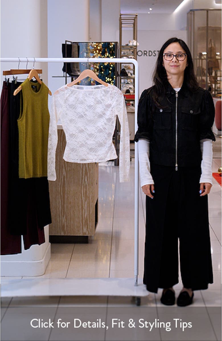 Adriano Sheer Floral Stretch Lace Top, sales video thumbnail