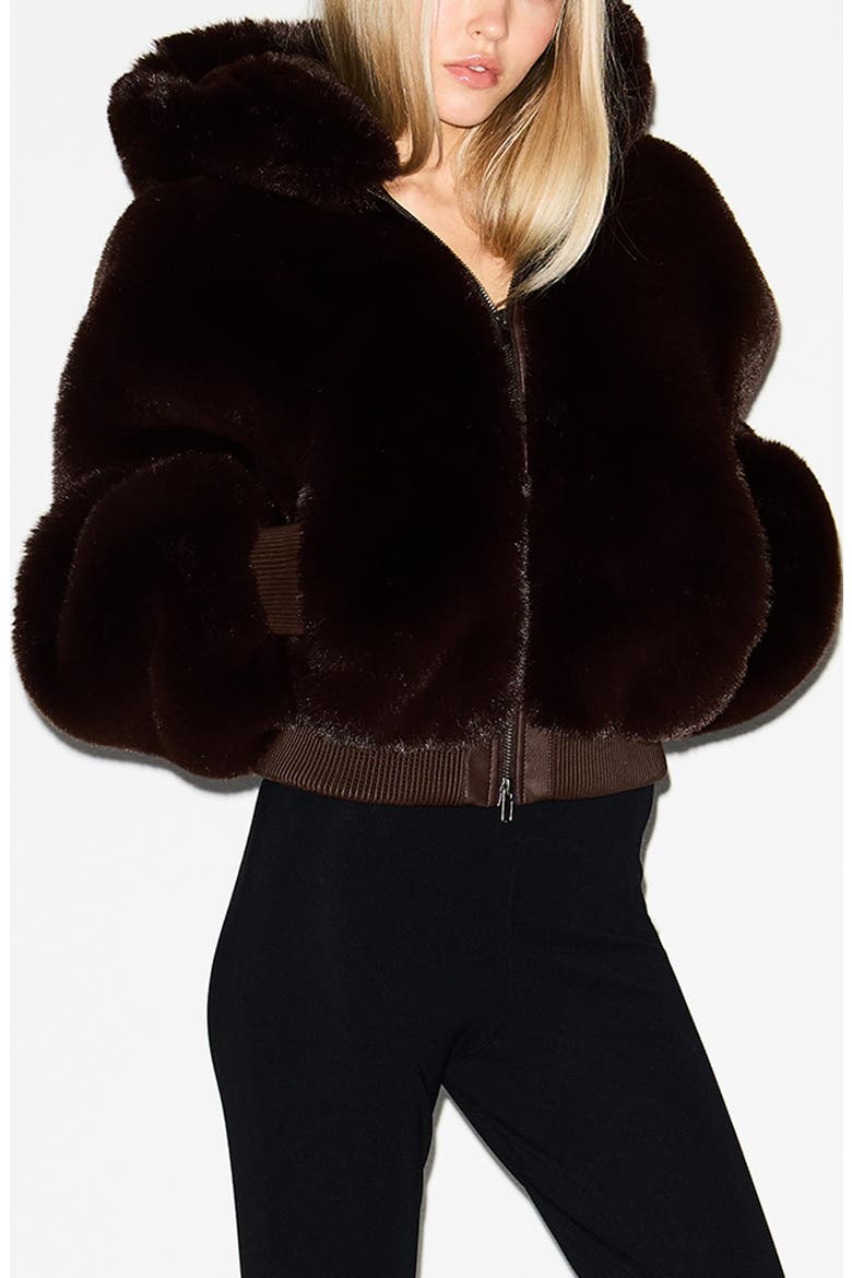 SKIMS Shrunken Faux Fur Hoodie Jacket (Women) | Nordstrom