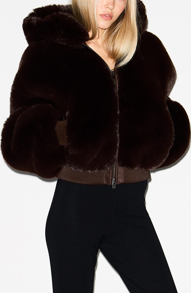 SKIMS Shrunken Faux Fur Hoodie Jacket, Alternate, color, 