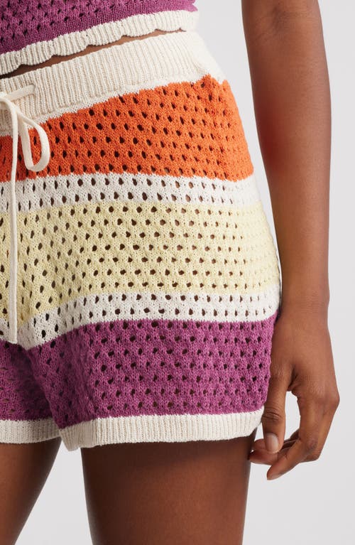Vero Moda True Stripe Open Stitch Sweater Drawstring Shorts In Multi