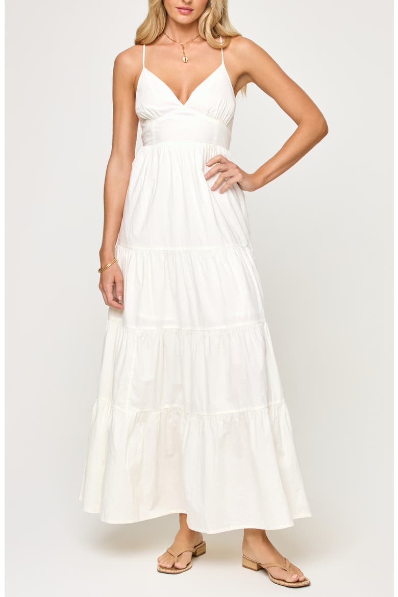 Laina Tiered Cotton Poplin Cover-Up Maxi Dress, Main, color, CREAM