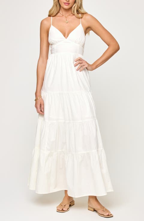 Laina Tiered Cotton Poplin Cover-Up Maxi Dress