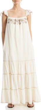MAX STUDIO Embroidred Tiered Maxi Dress