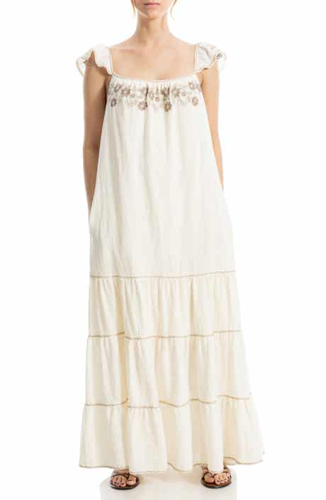 MAX STUDIO Embroidred Tiered Maxi Dress